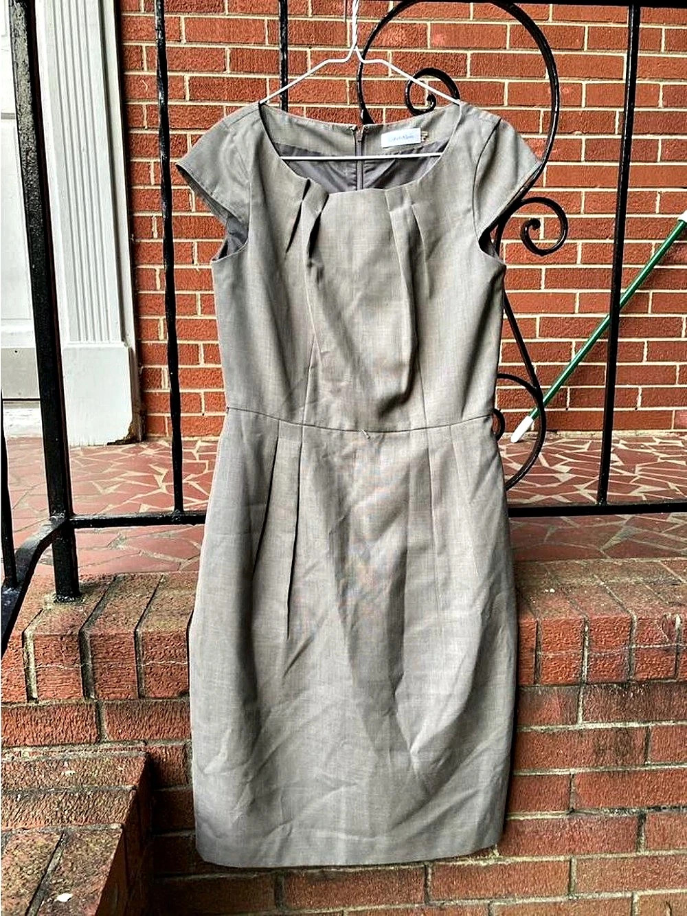 Calvin Klein Pleated Gray Midi Dress Size 4 Like New